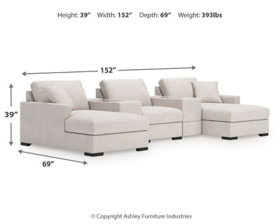 Omaha by Ashley 5-Piece Sectional with Chaise and Storage Consoles