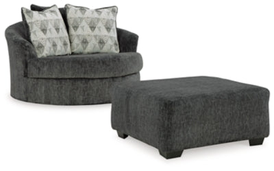 Biddeford Oversized Swivel Chair and Ottoman