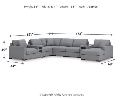 Omaha by Ashley 8-Piece Sectional with Audio System and Chaise