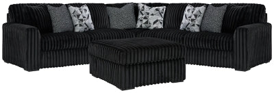 Midnight-Madness 3-Piece Sectional and Oversized Ottoman