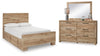 Hyanna Full Panel Bed with 1 Side Storage, Dresser and Mirror