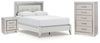 Zyniden Queen Upholstered Panel Bed, Chest and Nightstand