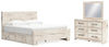 Lawroy King Panel Bed with Storage, Dresser and Mirror