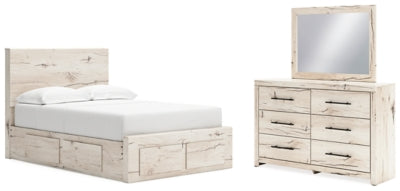 Lawroy Full Panel Storage Bed, Dresser and Mirror