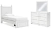 Molviney Twin Panel Storage Bed, Dresser and Mirror