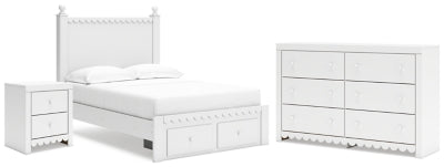 Molviney Full Panel Storage Bed, Dresser and Nightstand