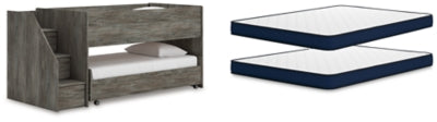 Frandern Twin Over Twin Loft Bed and Mattresses