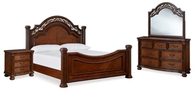 Lavinton Queen Poster Bed, Dresser, Mirror and Nightstand