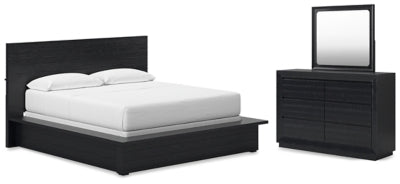 Londer California King Panel Bed, Dresser and Mirror