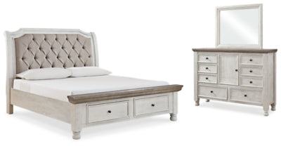 Havalance California King Sleigh Bed with Storage, Dresser and Mirror