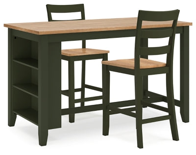 Gesthaven Counter Height Dining Table and 2 Barstools