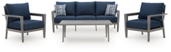 Gali Outdoor Sofa/Chairs/Table Set (Set of 4)