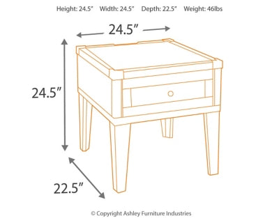 Todoe End Table with USB Ports &amp; Outlets
